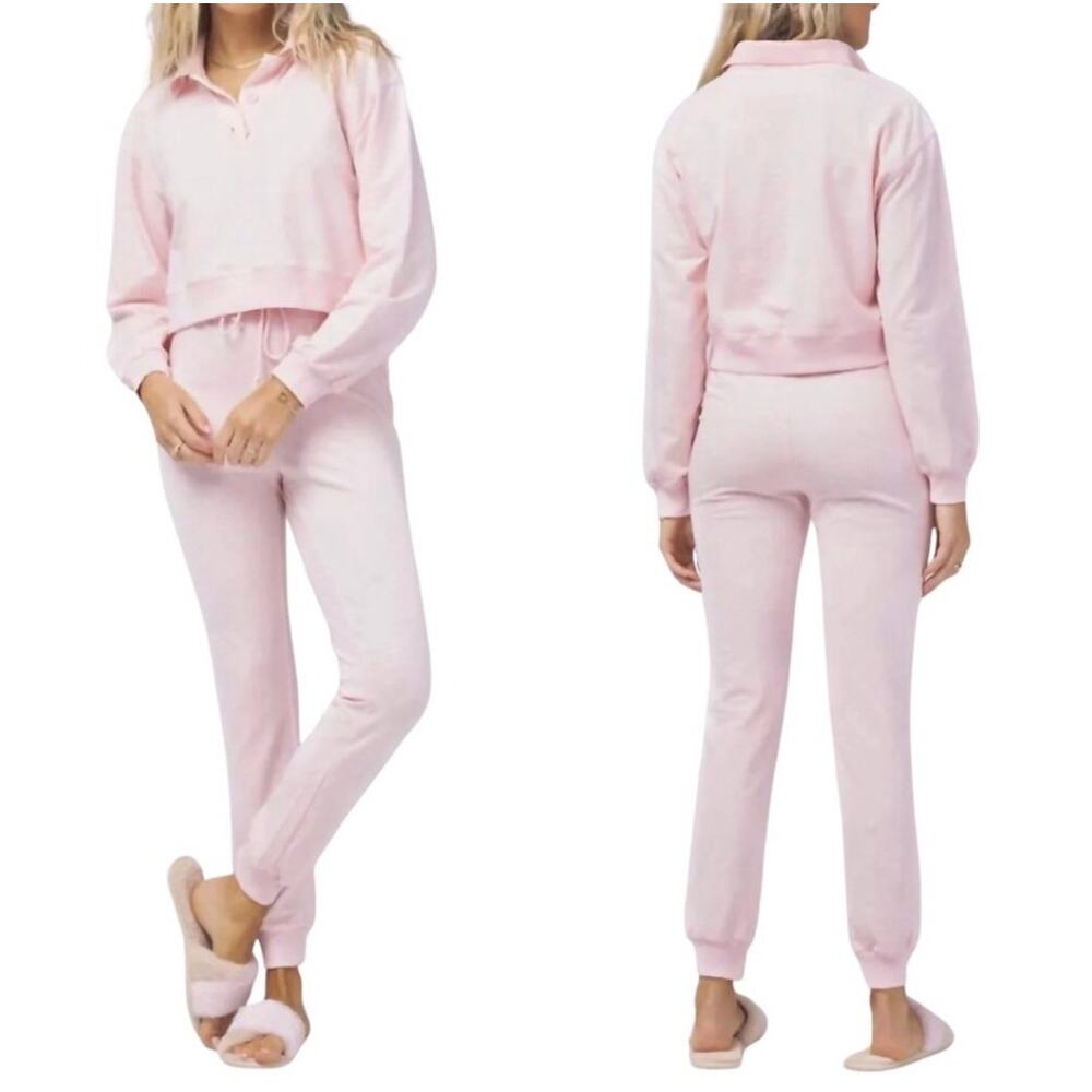 L* Space Women's Pastel Pink Livin' Is Easy Drawstring SweatPant Size Medium